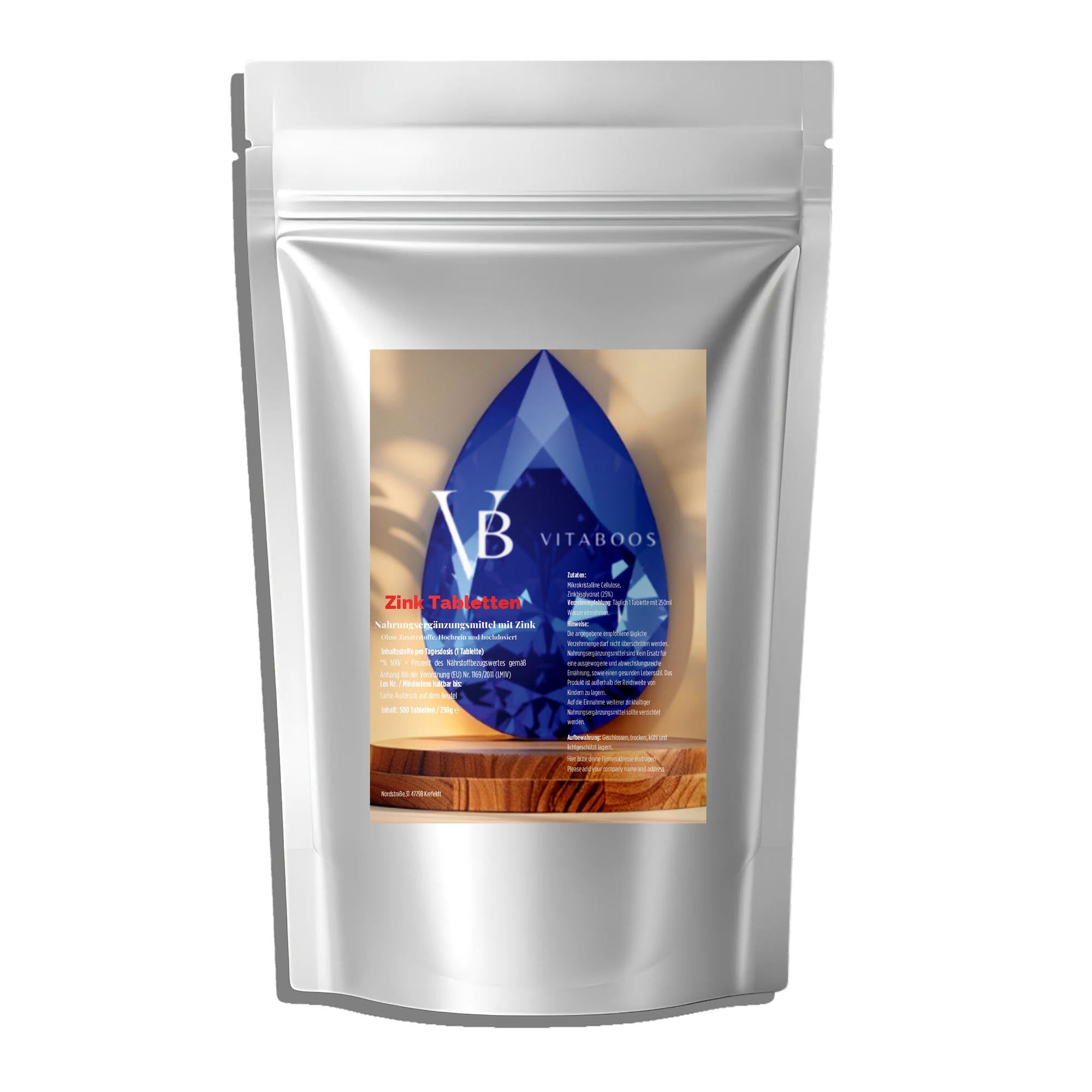 Zink Tabletten – 25 mg Zinkbisglycinat – 500 Tabletten