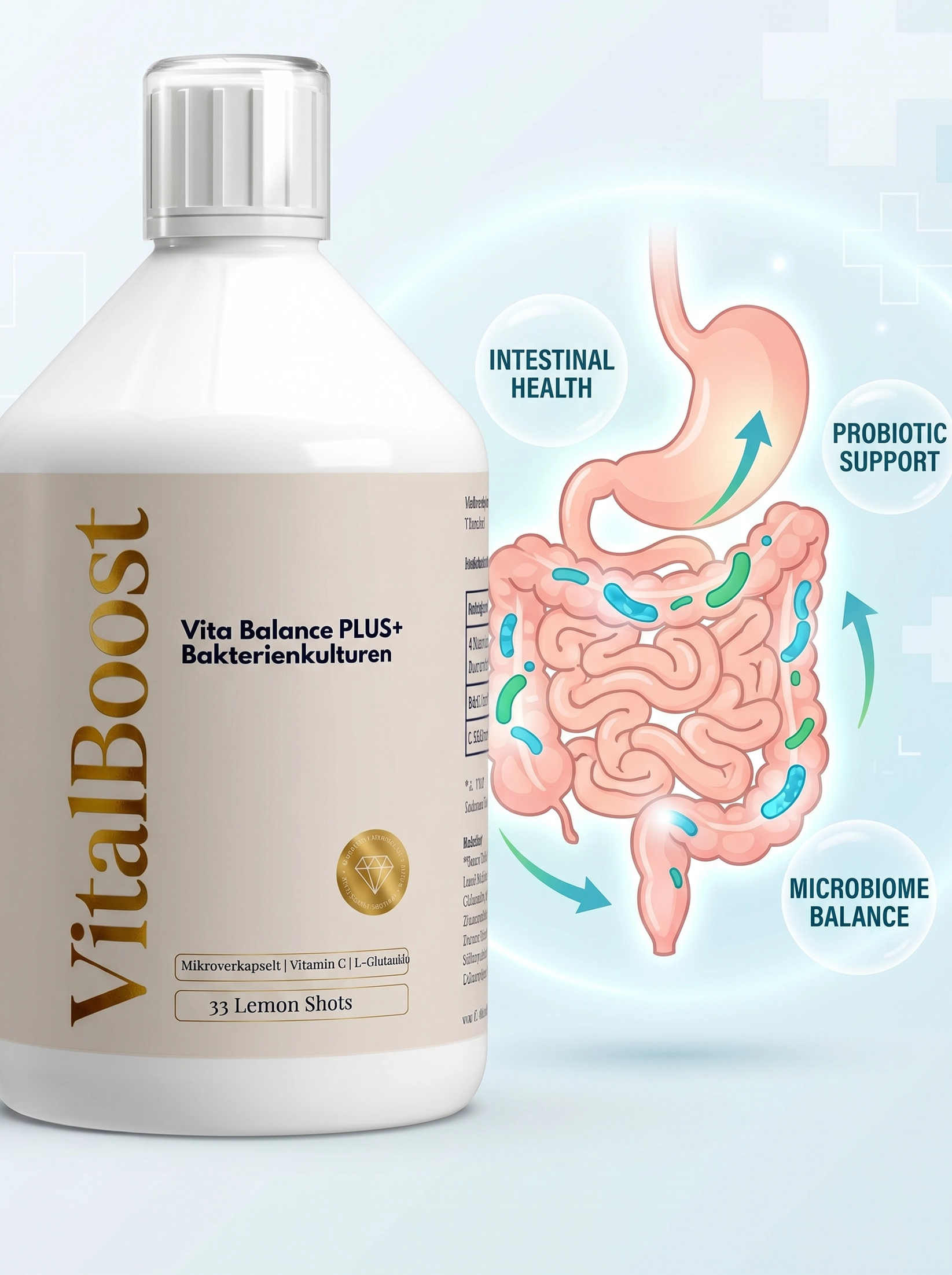 Vita Balance PLUS+  Bakterienkulturen - 33 vegane Lemon Shots - 500ml