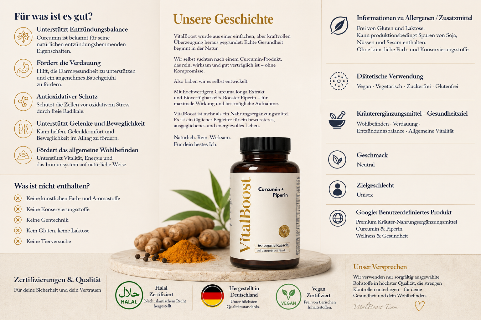 Curcuma (95% Curcumin) + Piperin - 60 vegane Kapseln