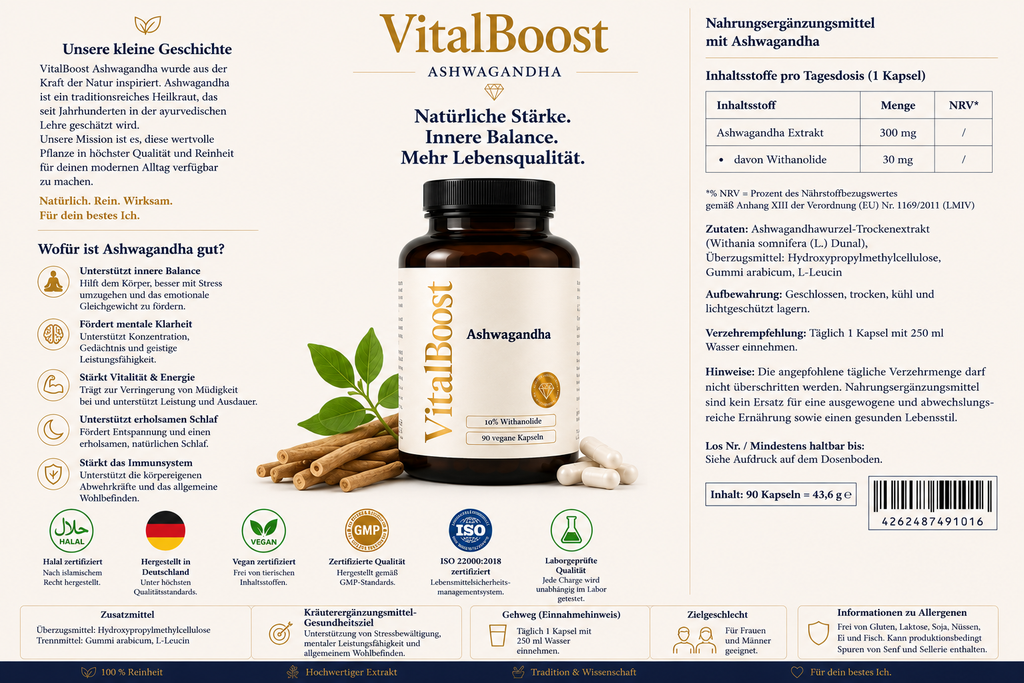Ashwagandha (10% Withanolide) - 90 vegane Kapseln