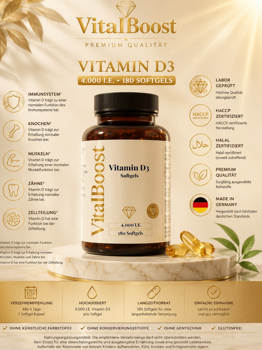 Vitamin D3 4.000 IE - 180 Softgels