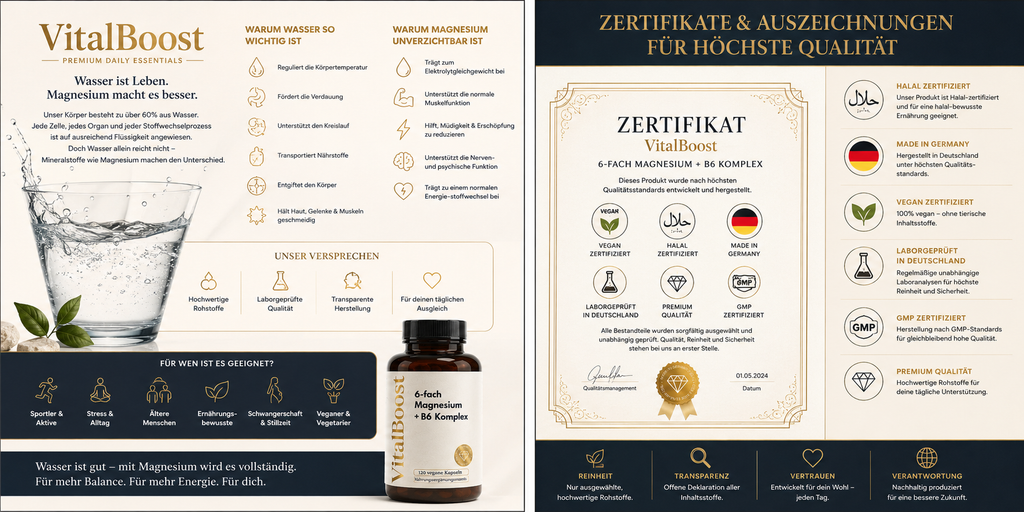 Magnesium 6x Komplex + B6 - 120 vegane Kapseln