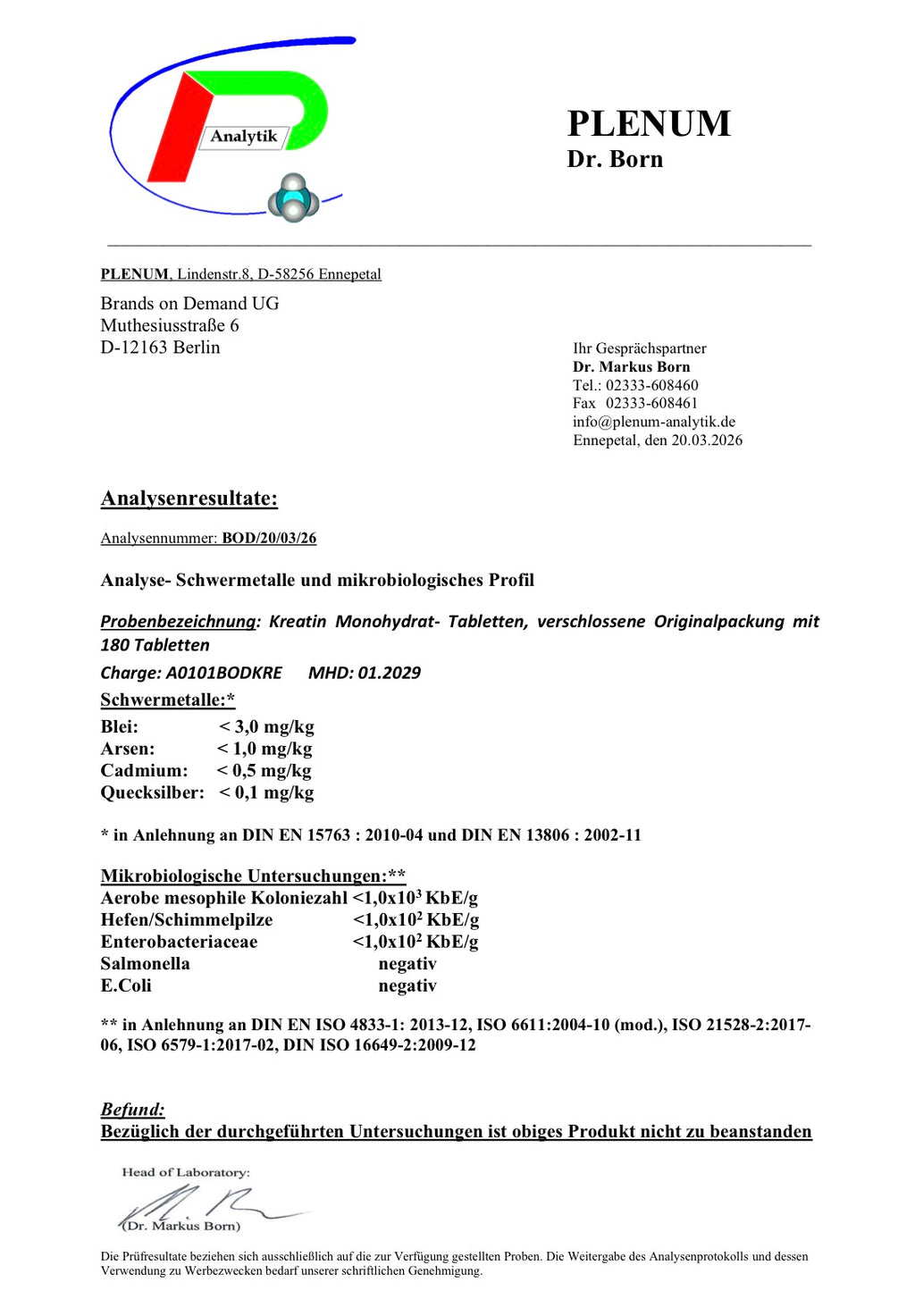 Kreatin Monohydrat - 180 vegane Tabletten