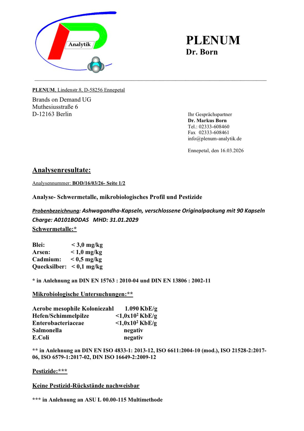 Ashwagandha (10% Withanolide) - 90 vegane Kapseln
