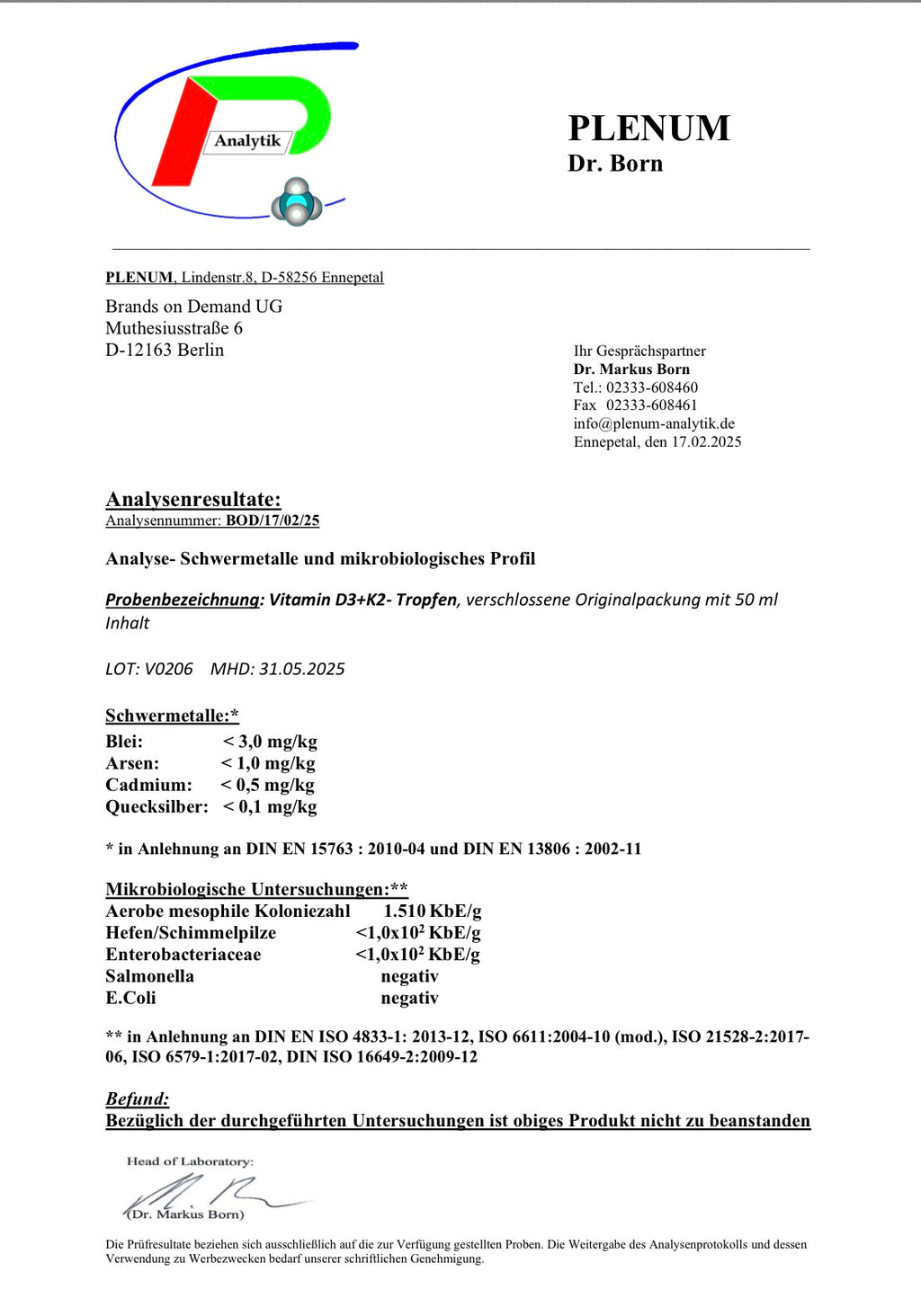 Vitamin D3 + K2 - 1.700 Tropfen (1.000 I.E.) - 50ml