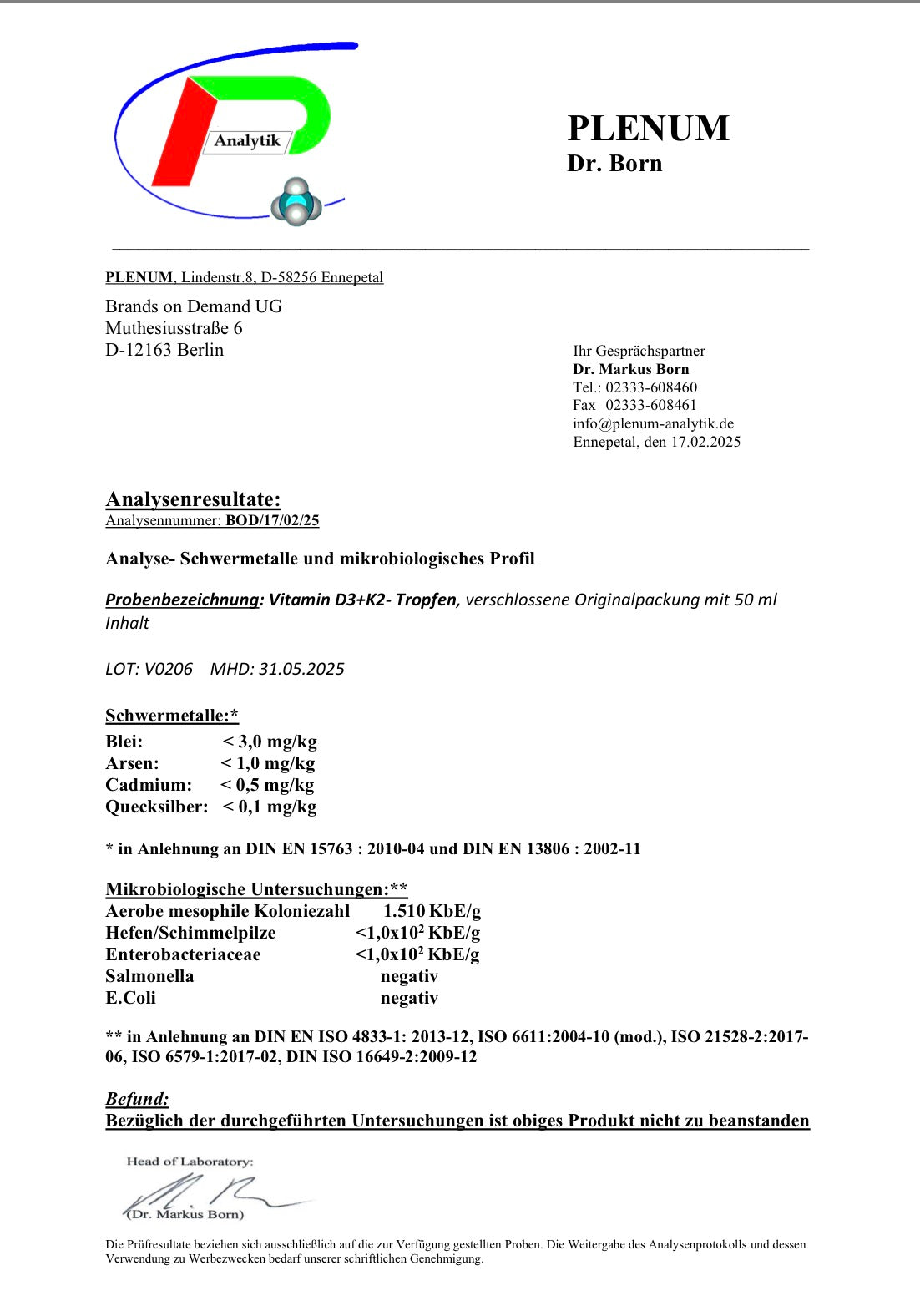 Vitamin D3 + K2 - 1.700 Tropfen (1.000 I.E.) - 50ml